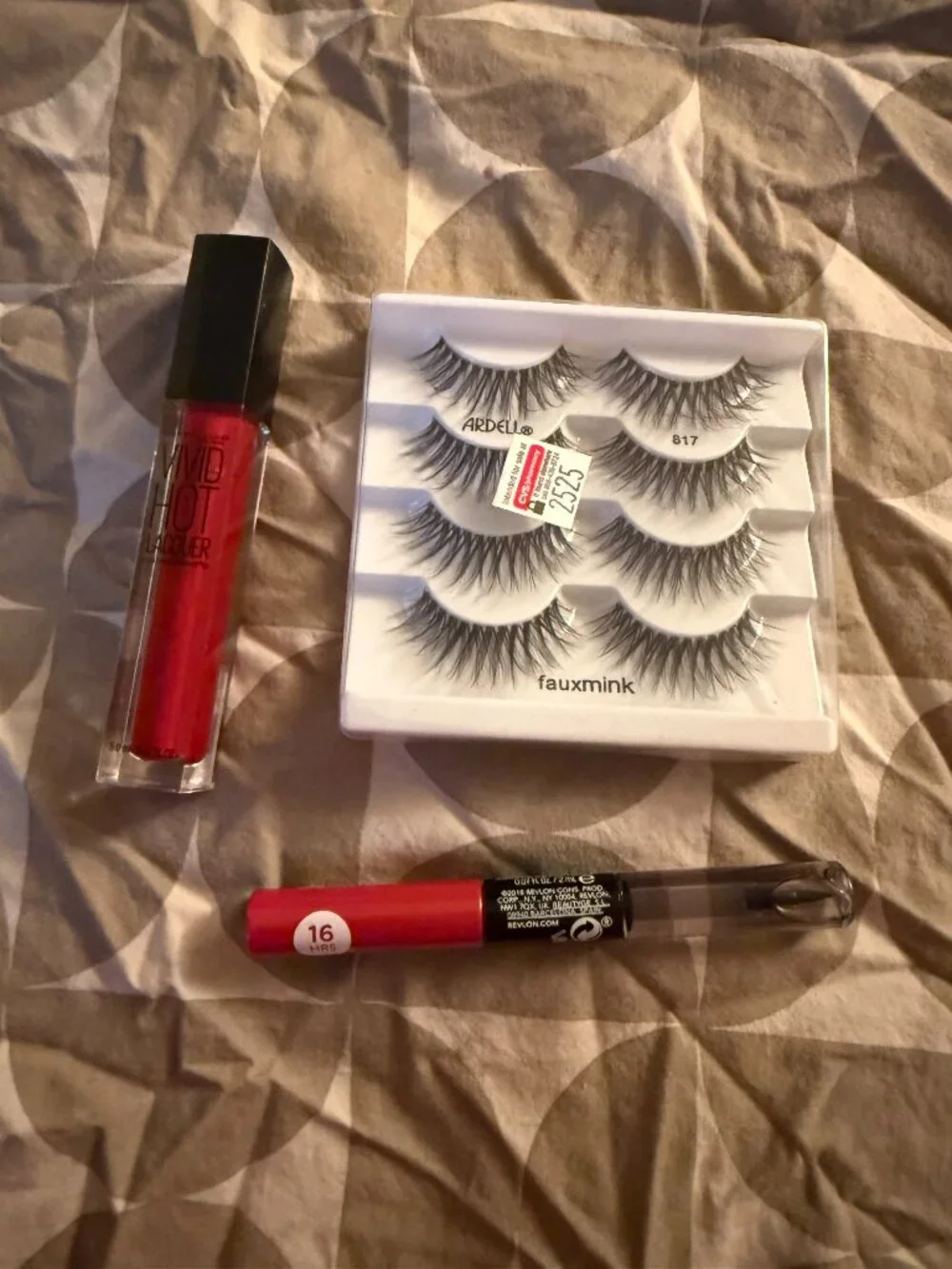 Makeup Bundle: Ardell Faux Mink Lashes + Revlon & Maybelline Red Lippies